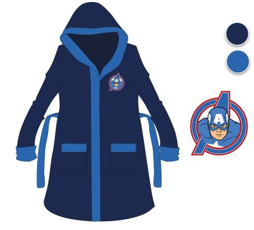 Accappatoio in cotone con cappuccio Avengers per bambini - blu scuro - 110-116