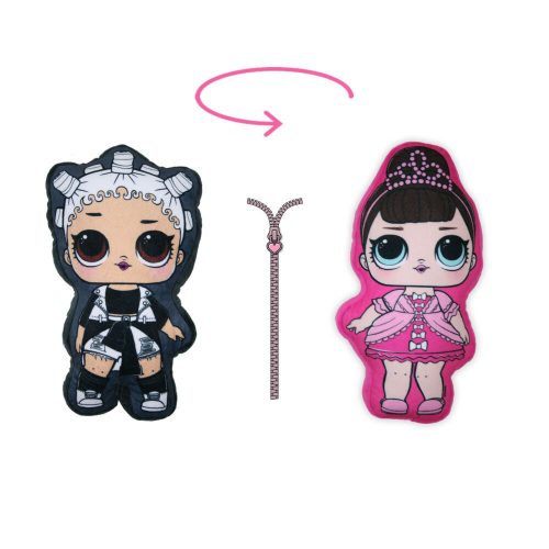 Cuscino giocattolo LOL Baby reversibile per ragazze - cuscino 2 in 1 - rosa-grigio scuro