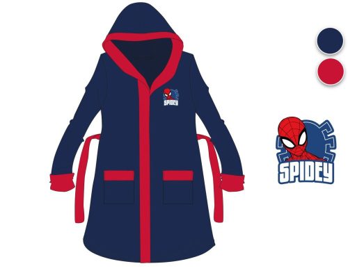 Accappatoio in cotone con cappuccio Spiderman per bambini - blu scuro - 98-104